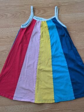 Hanna Andersson Rainbow Stripe Tank Dress - Red, Pink, Yellow, Light Blue, Navy